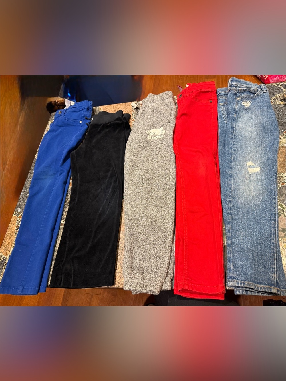5 girl Roots Original Salt and Pepper Sweatpants Jeans Lot in Blue &Black size 7